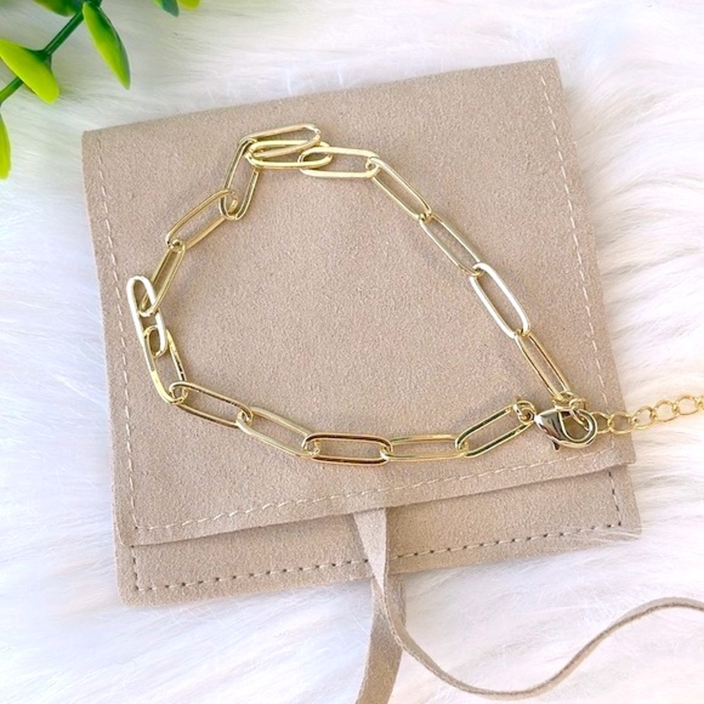 14K Gold Filled Paper clip Anklet - Picture 6 of 9